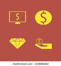 wealth icon. wealth vector icons set diamond, dollar symbol computer, dollar coin and money hand