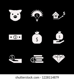 wealth icon. wealth vector icons set money bag, piggy face, real estate prices growth and money hand