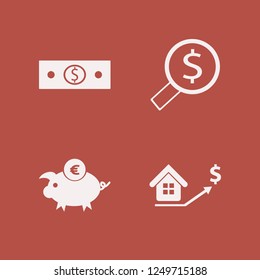 wealth icon. wealth vector icons set real estate prices growth, looking money, euro piggy bank and money cash