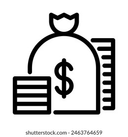 Wealth icon vector in outline style for finance, riches, saving, investment, and economy