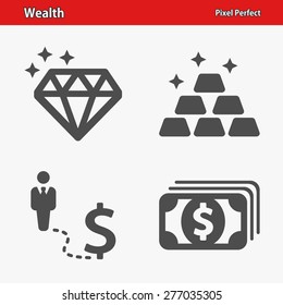 Wealth Icons. Professional, pixel perfect icons optimized for both large and small resolutions. EPS 8 format. Designed at 32 x 32 pixels.