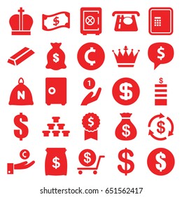 Wealth icons set. set of 25 wealth filled icons such as sack, atm, crown, safe, coin, money, money sack, dollar, gold, dollar coin