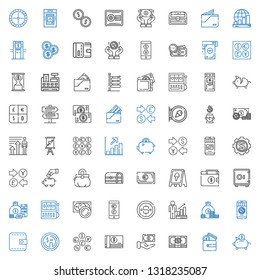 wealth icons set. Collection of wealth with piggy bank, wallet, money, cash, coins, dollar, coin, profits, currency, slot machine, money bag. Editable and scalable wealth icons.