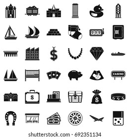 Wealth icons set. Simple style of 36 wealth vector icons for web isolated on white background