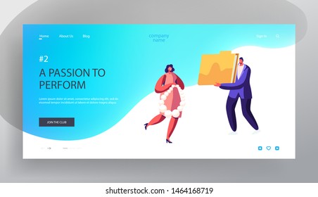 Wealth, Income. Website Landing Page, Tiny People with Huge Jewelry and Documents Folder, Money, Capital Safety, Business Characters Making Savings Web Page. Cartoon Flat Vector Illustration, Banner