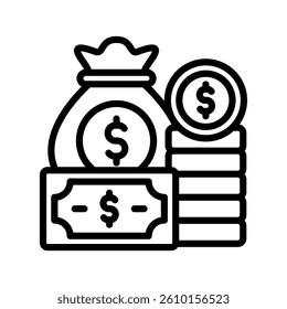 Wealth Line Vector Illustration On White Background.