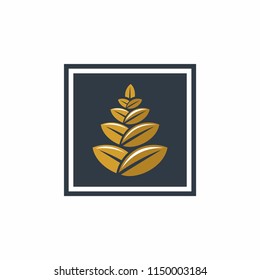 wealth logo simple square gold finance vector, icon illustration of success ways design template