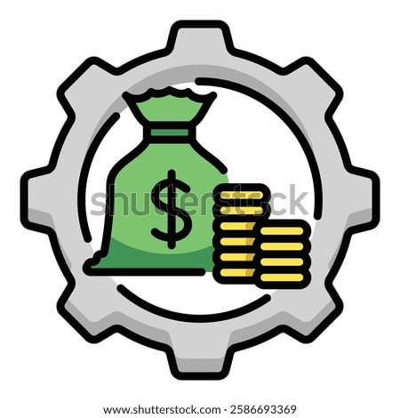 Wealth management color filled round line vector icon with editable stroke, symbolizing financial planning, investment, and wealth management.