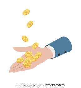 Wealth management concept composition with isometric icons of financial operations with money cash vector illustration