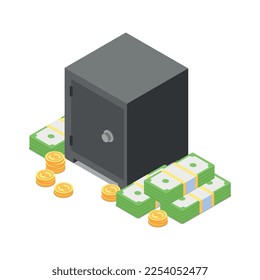 Wealth management concept composition with isometric icons of financial operations with money cash vector illustration
