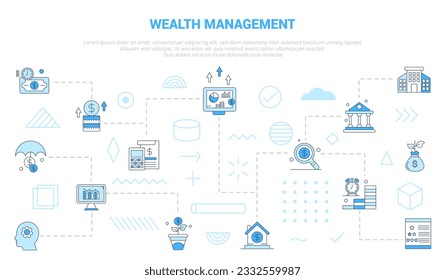 wealth management concept with icon set template banner with modern blue color style