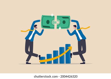 Wealth management, financial professional consultant solve money problem, planning and strategy for success investment, businessman wealth expert team solving money jigsaw with profit growth graph.