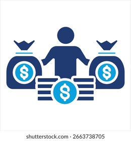 Ilustração do vetor de ícone azul plano de gerenciamento de riqueza