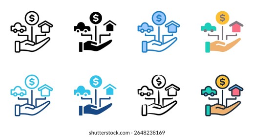 Vermögensverwaltung Symbol Set mehrere Stilkollektion 
