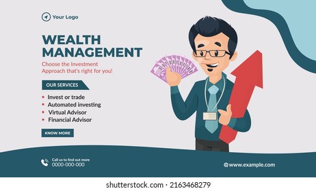 Wealth management landscape banner design template. 