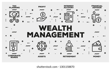 WEALTH MANAGEMENT LINE ICON SET