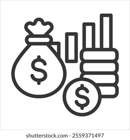 Wealth Management Outline Icon Vector Illustration