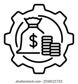 Wealth management round line vector icon with editable stroke