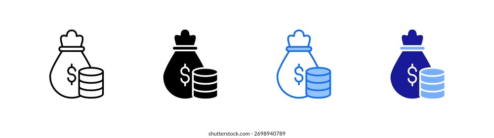 Conjunto de iconos de estilo múltiple de riqueza Vector
