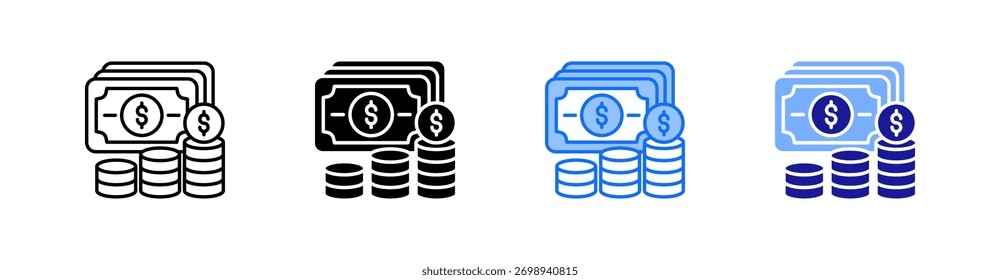 Conjunto de iconos de estilo múltiple de riqueza Vector