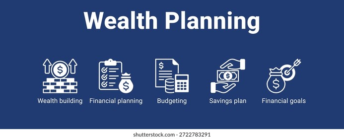 Wealth Planning web banner icon vector illustration concept for with icon of Wealth building, Financial planning, Budgeting, Savings.