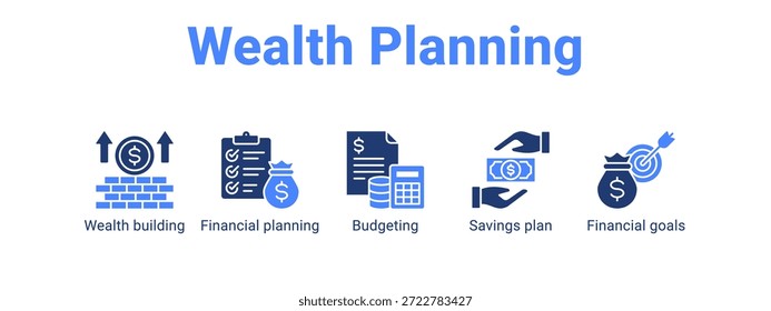 Wealth Planning web banner icon vector illustration concept for with icon of Wealth building, Financial planning, Budgeting, Savings.