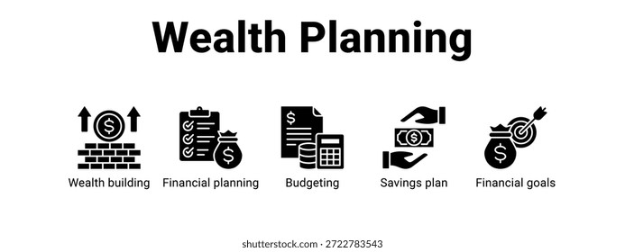 Wealth Planning web banner icon vector illustration concept for with icon of Wealth building, Financial planning, Budgeting, Savings.