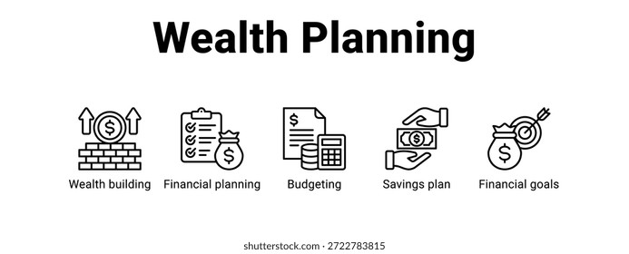 Wealth Planning web banner icon vector illustration concept for with icon of Wealth building, Financial planning, Budgeting, Savings.
