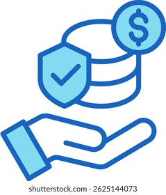 Wealth Protection Icon Blue Vector Illustration