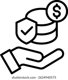 Wealth Protection Icon Line Vector Illustration