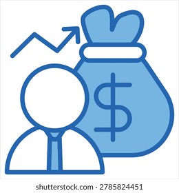Wealth Single Icon Blue White