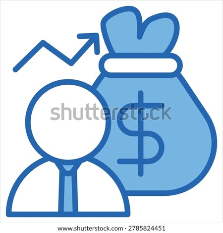 Wealth Single Icon Blue White