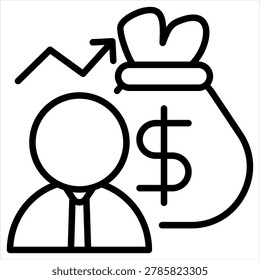 Wealth Single Icon Line Black