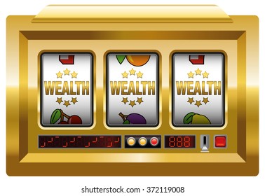 WEALTH SLOT MACHINE - vector on white background.