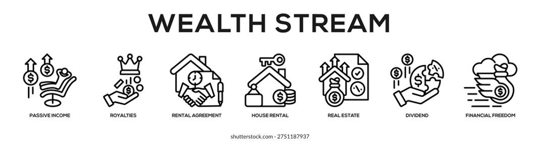 Wealth Stream web banner icon illustration concept