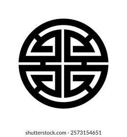 Wealth Symbol Icon design, Isolated Black Rich and Lucky vector symbol, Chinese culture