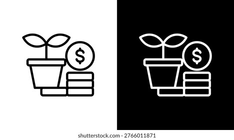 Wealth Tree White Icon Set Design