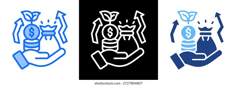 Ícone de Tendências de Riqueza - Ilustração de Vetor de estilo triplo