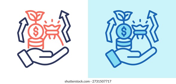 Wealth Trends Symbol mit weißem Blitz Vektorgrafik