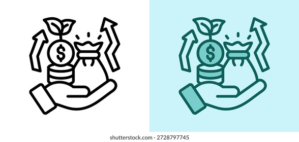 Ícone de Tendências de Riqueza branco Ilustração de Vetor Verde