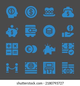 wealth web icons. Money and Coin, Purse and Money symbol, vector signs