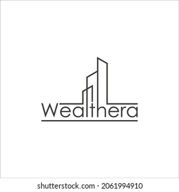 Wealthera logo design, house, building and housing