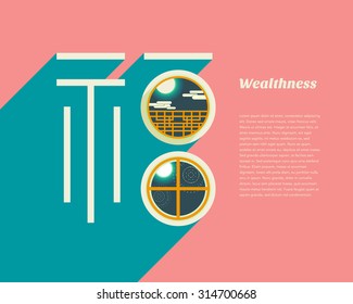 Wealthness in window. Translation : fu = wealth