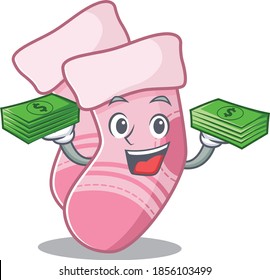 A wealthy baby socks cartoon character with much money