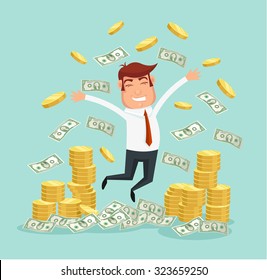 Wealthy Businessman. Vector Flat Illustration