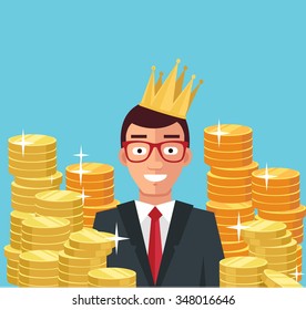 Wealthy businessman. Vector flat illustration