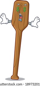 wealthy cartoon character concept of oars with money eyes