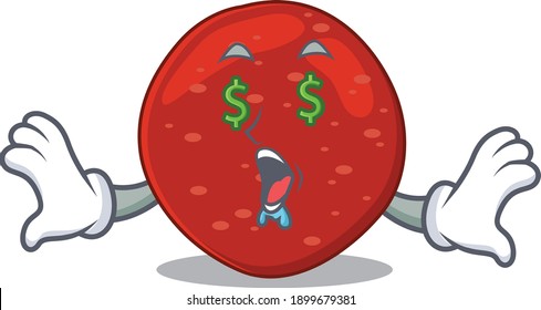 wealthy cartoon character concept of peperoni with money eyes. Vector illustration