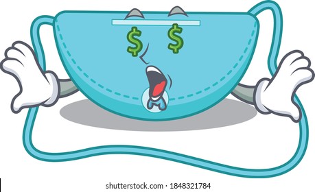 wealthy cartoon character concept of sling bag with money eyes