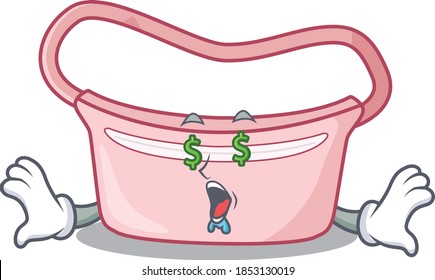 wealthy cartoon character concept of women waist bag with money eyes